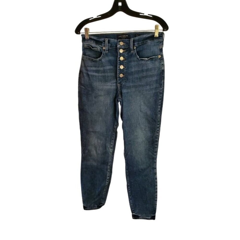 Lucky Brand Bridgette High Rise Skinny Jeans Exposed Button Fly Size 12/31